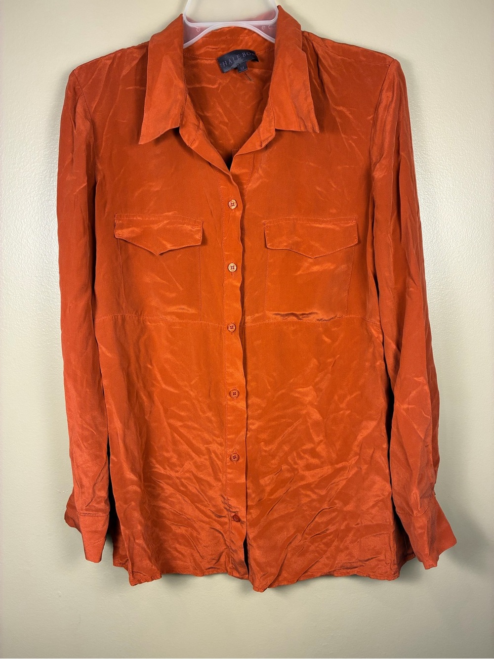 Hale Bob Anthropologie 100% Silk Long Sleeve Button Front Blouse Shirt